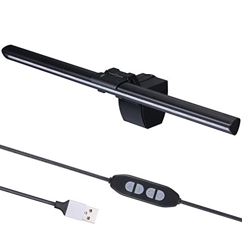 Tomshine Lámpara de Monitor para Ordenador Escritorio, Carga USB, 84 LED con 10 Niveles de Brillo y 3 Niveles de Color, 40cm, Puede Ahorrar Espacio