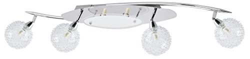 Trango 6-flame Lámpara de techo TG1002-68H óptica cromada incl. 6x G9 bombillas halógenas 2.700K de luz blanca cálida luz de baño, luz de pasillo, luz de cocina, lámpara de techo giratoria & de araña