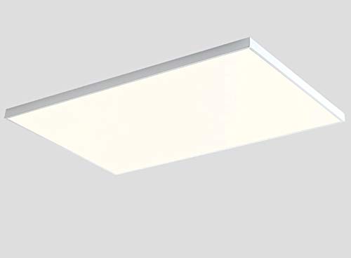 Ultrafino Salón Plafon LED Regulable Grande Rectángulo Luce De Techo Con Control Remoto Lampara Techo Semi-Empotrado Para Sala De Estar Dormitorio 72W 90CM,Blanco