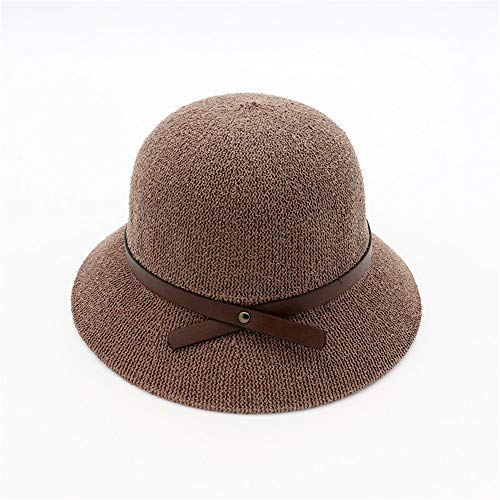 Weichunya Arco para Mujer Sombrero de Paja Partido Sombrero de Verano Sombrero de Sol Sombrero de Lavabo Sombrero Plegable de Centro turístico de Playa (Color : Bean Paste)