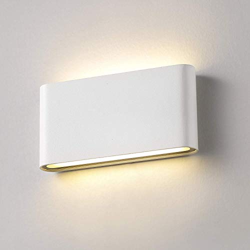 XIAJIA-12W LED Apliques de Pared Lamparas de Pared impermeable IP65 con Luz Universal para Decoración de Casa Jardín de Lluminación de Exterior y Lluminación de Interior (Blanco/blanco cálido)