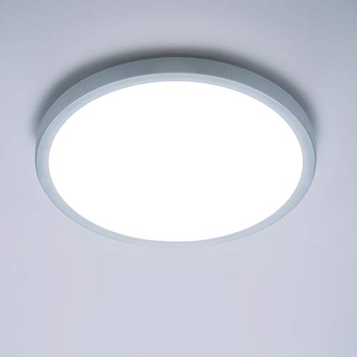 Yafido LED Lámpara de Techo Moderna 24W Plafón Led Redonda Ultra Delgado Downlight Blanco Frío 6500K 2160LM adecuada para Cocina Balcón Dormitorio Corredor Sala de Estar Ø23cm No-Regulable