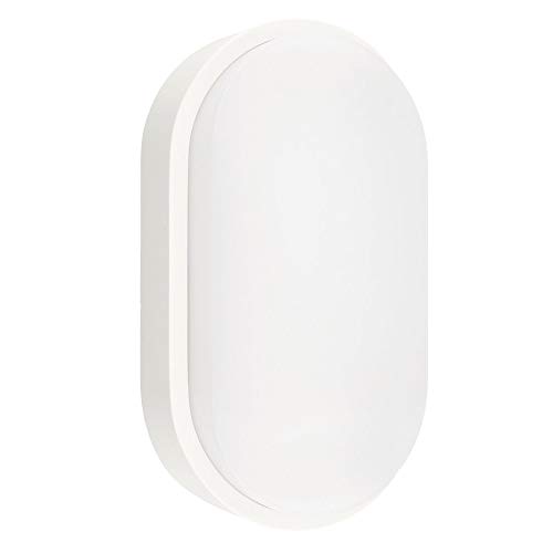 YAIZA! Luz Pared Montaje en Superficie Empotrado Exterior A Prueba de Agua IP65 Mamparos LED Morden 24W Lámpara Ovalada Seguridad 2400lm 200W Equiv. 6000K Blanco Frío Baño Recibidor Escalera Garaje