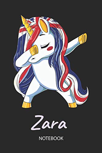 Zara - Notebook: Blank Lined Personalized & Customized Name Great Britain Union Jack Flag Hair Dabbing Unicorn Notebook / Journal for Girls & Women. ... Birthday, Christmas & Name Day Gift for Her.