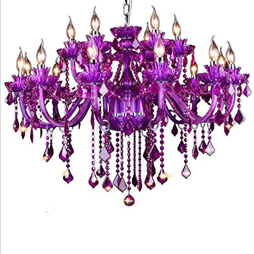 ZCRFYY Cristalinas de la lámpara/Violeta, E14 lámpara Colgante Llama, luz Colgante clásico con Cristales Decorativos, Adecuado para lámparas LED, Vintage/diseño Retro [energética A ++],6