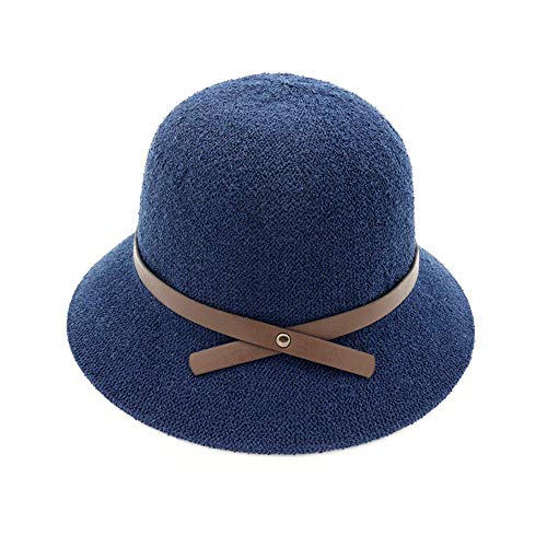 Zhanying Arco para Mujer Sombrero de Paja Partido Sombrero de Verano Sombrero de Sol Sombrero de Lavabo Sombrero Plegable de Centro turístico de Playa (Color : Navy)