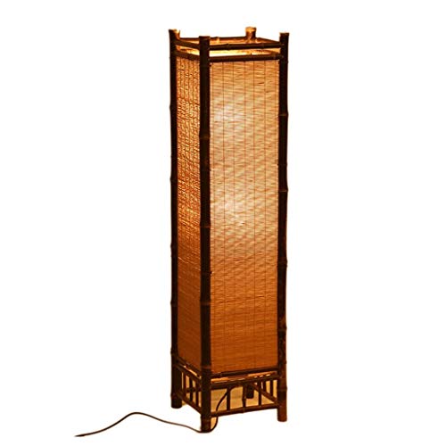 ZRABCD Lámpara de pie de bambú artesanal Vintage, accesorios de iluminación de bambú de estilo japonés, lámpara de pie nocturna, bombilla E27 moderna, dormitorio en casa,El 170cm