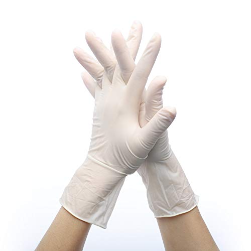 200pcs Nitrilo Guantes Desechables Polvo Guantes Libres De Látex, Dispensador Pack Cocina Universal/Lavavajillas/Trabajo/Goma/Guantes de Jardín (M, Blanco)