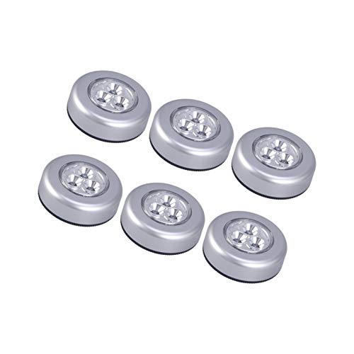 Angoily 10Pcs Mini Pared Armario de Luz Led Armario 3 Led Inalámbrico Push Touch Lámpara con Batería Stick- On Touch Control Night Lamp Tap Touch Push Night Lights Blanco