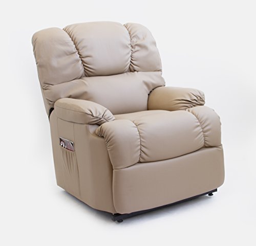 Astan Hogar Sillón Relax con Función Auto-Ayuda (Levanta Personas), Reclinación Eléctrica, Masaje Y Termoterapia. Modelo Automático Lift Up AH-AR10100TP, Cuero, Topo,