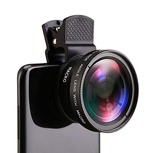 BINGXIAN Lente de teléfono móvil 0.45X lente gran angular y lente de cámara macro HD de 12.5X universal para iPhone Samsung y la mayoría de smartphones Android