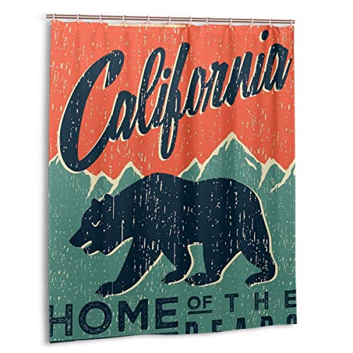 Blived Cortina de baño,Impermeable,California Bear Poster Ilustración de Stock,Cortina de Ducha de con Ganchos 150cmx180cm