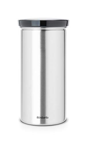 Brabantia 476228 - Tarro para monodosis de café, acero mate anti-huellas, tapa de color Negro