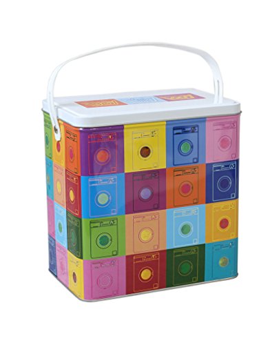 Caja de Almacenaje Decorativa con Tapa, de Metal, Multicolor. Diseño de Lavadoras, con Estilo Original/Moderno - Hogar y Más