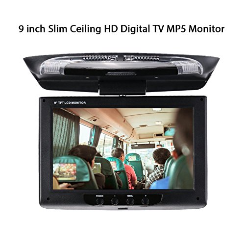 Car Stereo Player MP5 con Pantalla de 9 Pulgadas Slim Ceiling HD Digital TV Monitor MP5 Flip Down Roof Mount Monitor de Audio