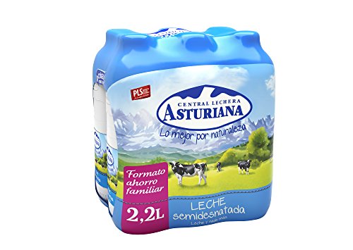 Central Lechera Asturiana Leche Semidesnatada - Paquete de 6 x 2200 ml - Total: 13200 ml