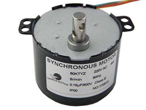 CHANCS Motorreductor 50KTYZ AC 220V 5RPM 6W 12Kgf.cm de torsión Metal Reversible para Mini Motor de Engranajes de Velocidad Lenta