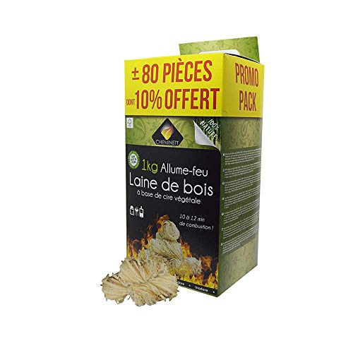 Cheminett Caja de Encendedores Ecológicos Naturales - 1 KG de Encendedores de Fuego para Estufas, barbacoas, hornos Hechos de leña - Arrancadores de Fuego Ideales para Cocina y Calentar