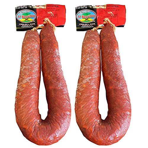 Chorizo de León Dulce - 2 Chorizos de Herradura de 500 gramos Unidad - Secado con Leña de Roble - Chorizo Extra de León - elaborado tradicionalmente y curado en la montaña leonesa