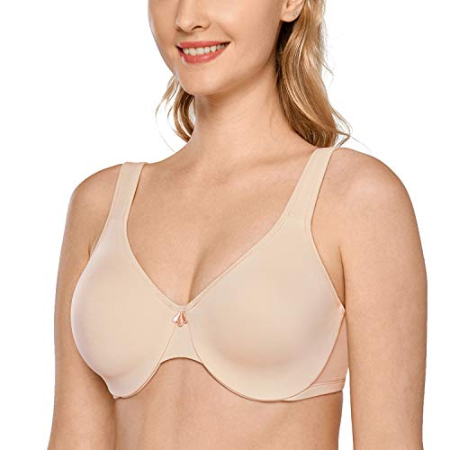 DELIMIRA - Sujetador Reductor Copa Completa con Aros Minimizador para Mujer Beige 100G