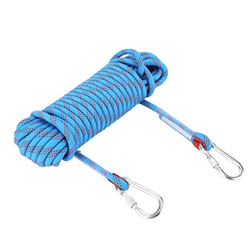 Dilwe Cuerda de Escalada, Cuerda de Seguridad de Alta Resistencia Resistente de poliéster con mosquetón para Equipos de Escalada al Aire Libre Rescate contra Incendios(20 m / 65.6 ft)