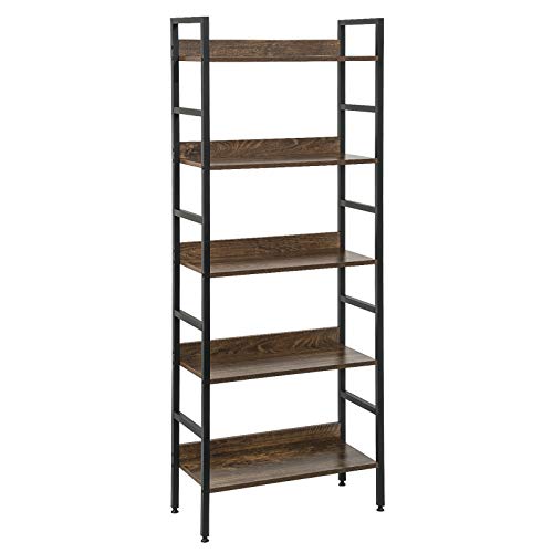 EUGAD Librería Industrial con 4 Nivele Estantería Almacenaje Independiente para Libros Plantas Estantería Metálica con Madera para Salón Cocina Dormitorio 60x27,5x160cm Vintage 0010ZWJ