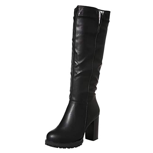 HoSayLike 2019 Botas De Mujer Moda TacóN Grueso Tubo De Estufa Tubo Alto Tubo Largo Mantener Caliente Rodilla Cremallera Botas Botas De Caballero Botas De Cuero