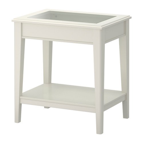 Ikea LIATORP - Mesa Auxiliar, Blanco, Vidrio - 57x40 cm