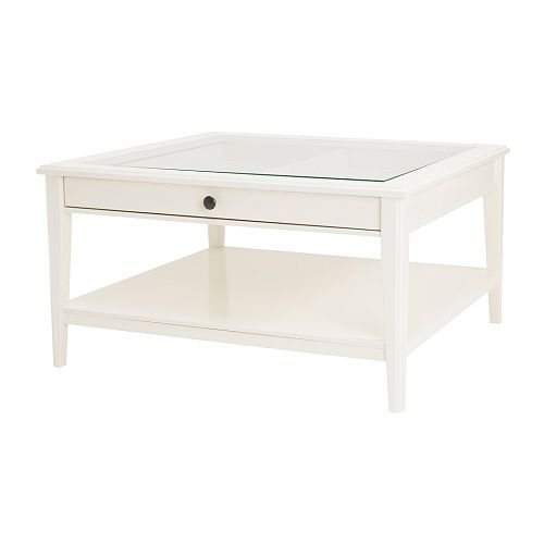 IKEA LIATORP - Mesa de café blanca con tapa de cristal, 36 5/8 x 36 5/8