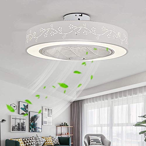 Indoor Fan Ceiling Fan With Light Kit，Modern Dimmable Flush Mount Led Ceiling Light，Integrated Led Fan Light Fixture With Remote Control For Kid'S Room/Living Room/Bedroom（3 X Abs Blades），White