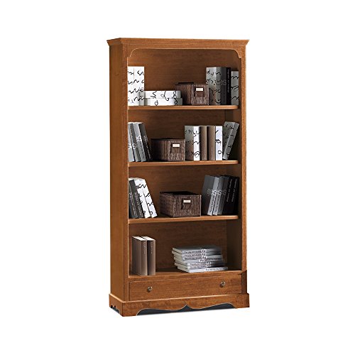 InHouse srls Librería, Estilo Clasico, en Madera Maciza y MDF con Acabado Nogal Pulido - Medidas 94 x 36 x 189 …