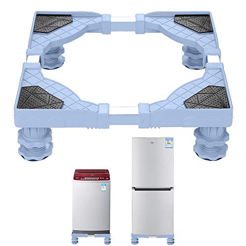 La base de la lavadora se puede elevar. La base de la lavadora es de 45 a 58 cm de ancho y de 50 a 60 cm de alto para evitar ruidos y el efecto de amortiguación es de 300 kg.