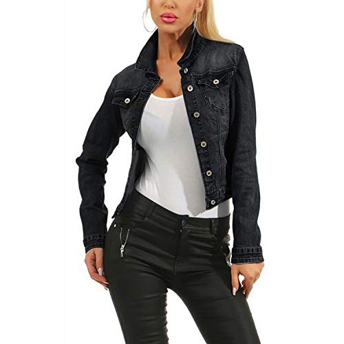 Las mujeres Frayed Denim Bomber Jean Chaqueta Básica Botón Hasta Casual Vintage Outwear Otoño Moda Abrigo de Calle