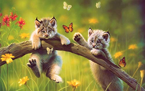 Linces Gatitos Y Mariposas Adulto Clásico Rompecabezas 1500 Pedazos Diy Regalo Del Festival Decoración De Pared Mural Arte Casero 87x57cm