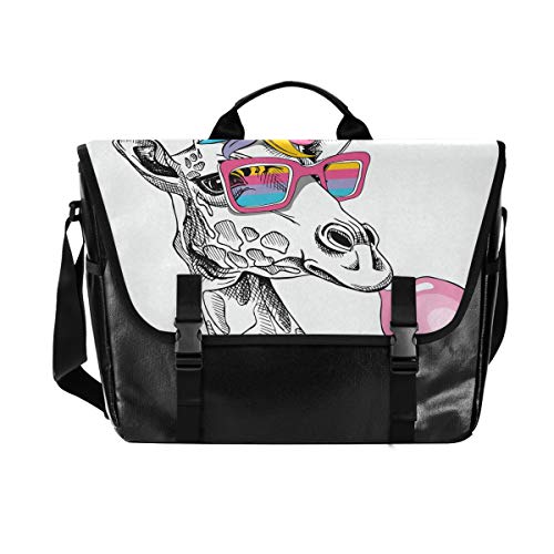 Lindo jirafa unicornio hombres y mujeres lona, bolso de hombro estilo retro para la escuela, ideal para iPad, Kindle, Samsung