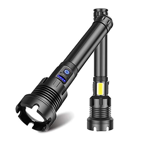 Linterna LED XHP90 de alta potencia, 20000 lúmenes, recargable por USB, con pilas 18650, 7 modos de iluminación, linterna táctica impermeable para caza, senderismo, camping.