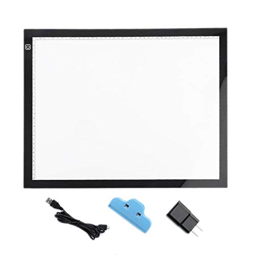 Liquidación Stock A3 Tablero de dibujo LED portátil Protección de la vista Mesa de trazado regulable táctil Caja de almohadilla de luz para bocetos de animación 2D - Blanco y negro