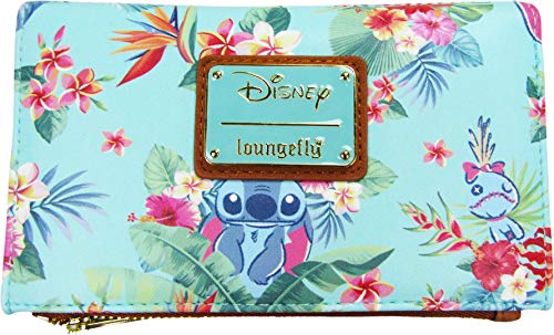 Loungefly x Disney Lilo & Stitch Mint Floral Allover Print Zip-Around Wallet