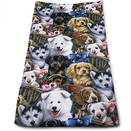 mallcentral-EU Valentine 's Puppies Face Hand Towels Toallas Deportivas de Microfibra para Deportes, Cuidado del Cabello, 30cmx70cm