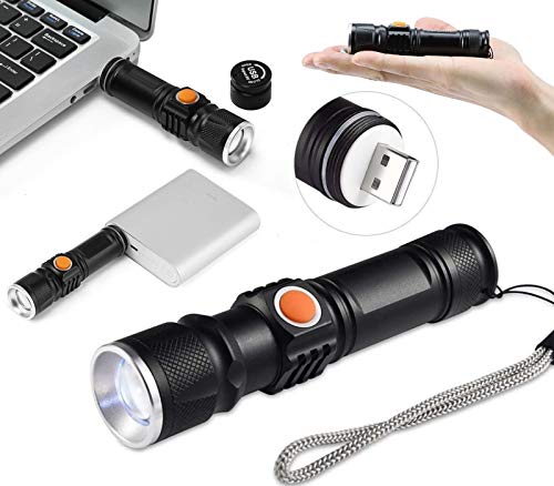 Mini linterna recargable USB LED Cree XM-L T6 batería Li-Ion 18650 Zoom lente