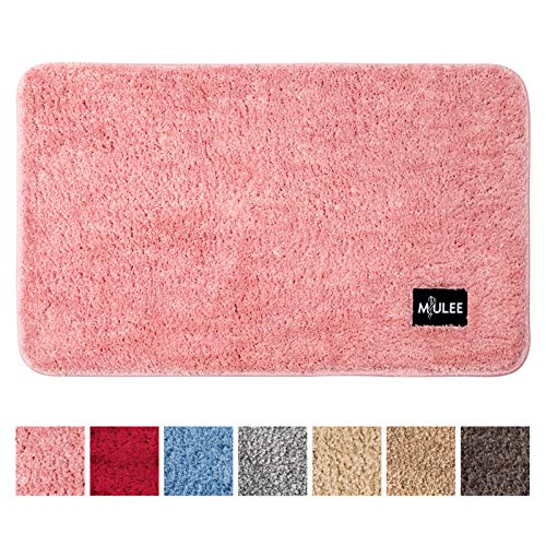 MIULEE Alfombra de Pelusa Rizada Suave Antipolvo Antideslizante Absorbente Alfombra Cuadrada Lavable de Piso Puertas de Entrada Pasillo para Dormitorio Sala de Estar Cocina 40 cm x 60 cm Rosa