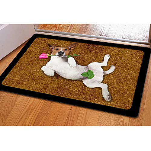 N/Ａ Suciedad Moderno Lavable Antideslizante Cocina Casa Baño Sala Dormitorio Alfombra De Goma para Sala De Estar con Impresión De Jack Russell Terrier Pasillo Exterior Tapete Absorbente