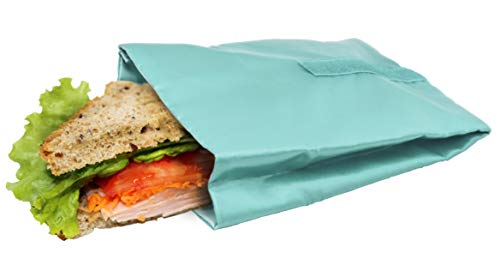 NERTHUS Bolsa para Sandwich Reutilizable Turquesa, ecológica, Adaptable, facil de Limpiar y Apta para Lavadora, 10,5x14x18,5 cm