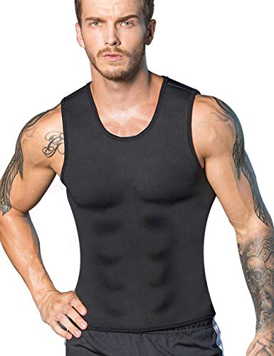 NOVECASA Chaleco Sauna Hombre Compresion de Neopreno Chaleco Modelador Camiseta Reductora para Adelgazante Sudoración Musculación con Cremallera (S, Negro)