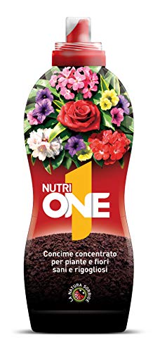 Nutri 1 One - Abono líquido concentrado para plantas y flores sanas y rebeldes. Con extractos de origen vegetal y microelementos, 1 litro