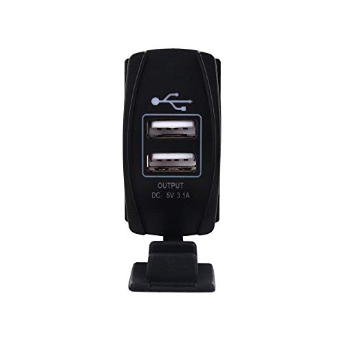 qiilu coche DC 12 V-24 V LED azul Cargador USB Dual Carling ARB Rocker interruptores 5 V 3.1 A