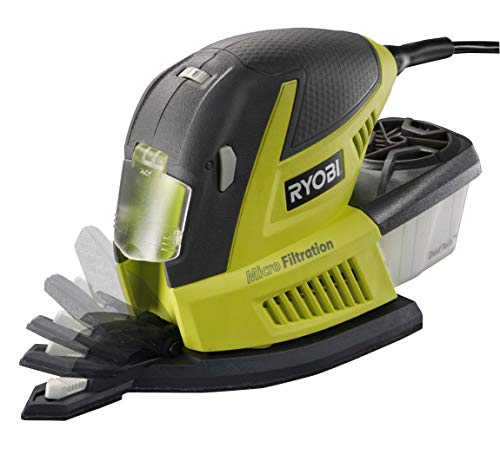 Ryobi 5133002907 RPS100-S-Lijadora Multiusos (180 W, con 5 Hojas de Lija, Incluye lijadora de Dedo para un Lijado preciso)