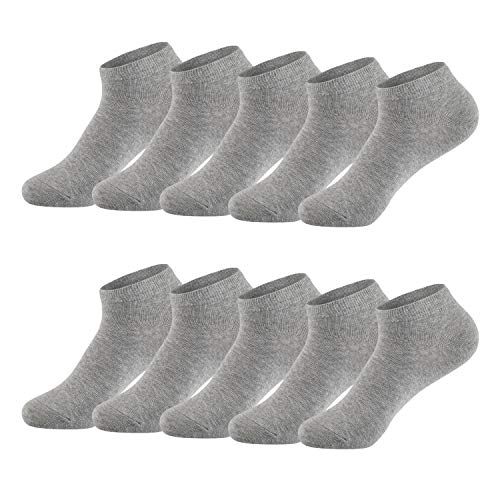 TUUHAW Calcetines de Deporte Low Cut Pro Para Hombre Mujer y niño 10 Pares Calcetines Cortos Tobilleros Deportivos Zapatilla Transpirable(Gris4346)