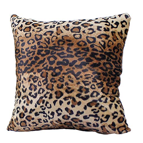 WANGLUYAO Funda de Almohada Corta de Felpa con Estampado de Leopardo Funda de cojín de sofá Cuadrado Funda de Almohada para decoración del hogar, 60x60 cm, Paquete de 2-re