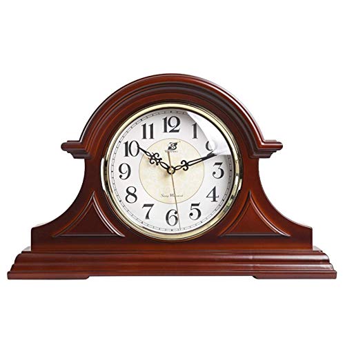 WMY Vintage Farmhouse Table Clock Reloj de repisa con Madera Real, diseño Antiguo Vintage, Reloj Decorativo, Funciona con Pilas